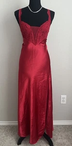 Vintage Victoria’s Secret Red Satin Nightgown Gold Tag - Picture 1 of 7