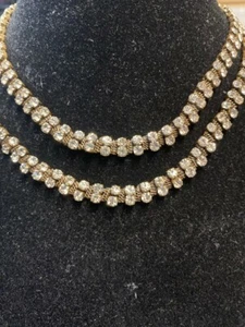 NEW J. Crew Layered Double Strand Crystal Chain Gold Necklace $98 NWT Gift Bag - Picture 1 of 4