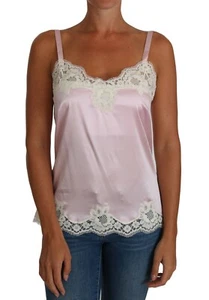 DOLCE & GABBANA Pink Silk Stretch Lace Top Lingerie Cami s. IT3 / US M RRP $680 - Picture 1 of 9