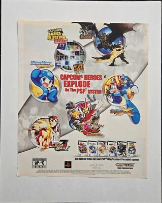 Capcom PSP MegaMan X Street Fighter Retro Print Ad Artwork Poster Wall Art - Image 1 of 2