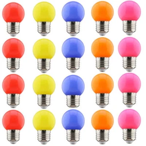 20× E27 LED Lampe Birne Leuchtmittel farbig bunt 3W Deko Lampe rot blau grün BE - Bild 1 von 36