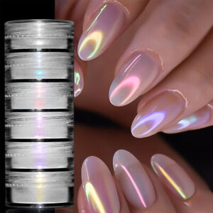 6Box/Set Pearl Nail Powder Mirror Pigment Chrome Effect Rubbing Dust Decorations