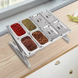 Kitchen Spice Shelf Stainless Steel Spice Rack Kitchen Condimenters Storage Rack - Picture 1 of 24