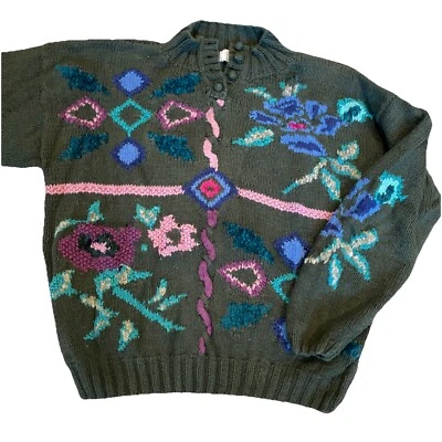 Suéter para mujer Van Heusen bordado L grueso tejido texturizado abuela cottagecore Foto 1 de 4