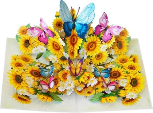 Mixed Flowers with Butterflies Mothers Day Cards, 3D Birthday Cards for Women, 6 - Picture 1 of 12