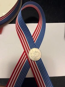 7/8" woven American flag grosgrain ribbon, by the yard - Picture 1 of 2