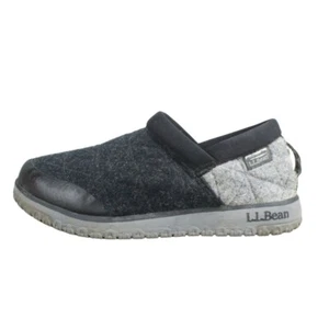 LL Bean Men's Ultralight Black Gray Wool Warm Primaloft Slip-Ons Slippers 7 M - Picture 1 of 9