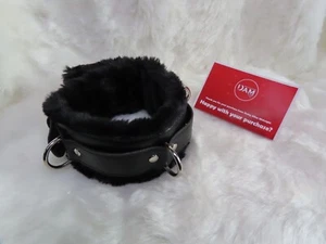 Collar Fluffy LEATHER D RING Restraint, Goth, Couples Play, Bondage toy, Unisex - Picture 1 of 9