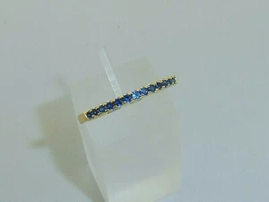 Ladies 9 Carat Yellow Gold 925 Solid Silver 14 Stone Sapphire Half Eternity Ring - Picture 1 of 11
