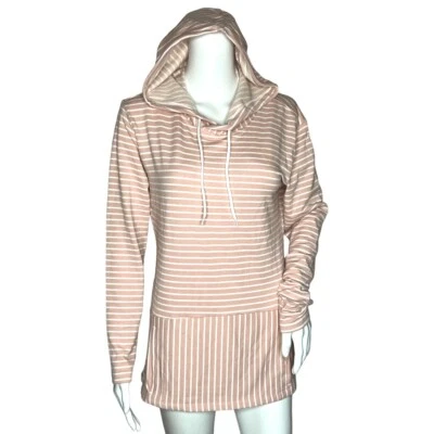 RBX Shirt Womens Small Blush Pink White Stripe Hoodie Everyday Casual Athleisure - Image 1 of 4