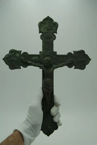 † MAX LE VERRIER - CROIX D'OREILLA PÁTINA VERDE BRONCE CRUCIFIJO CRUZ FRANCIA † - Imagen 1 de 20