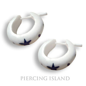Schwarze Ohrringe Handarbeit Kreolen Creolen Horn Piercing Design Schmuck ER062