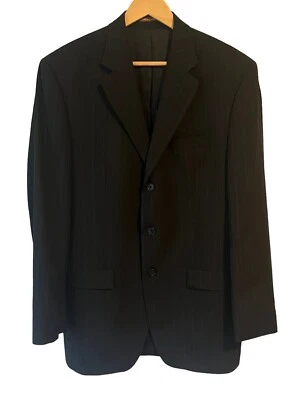 MICHAEL KORS Hombre Traje Chaqueta 40L Negro Blazer Largo 3 Botones Azul Marino Prendedor Foto 1 de 4