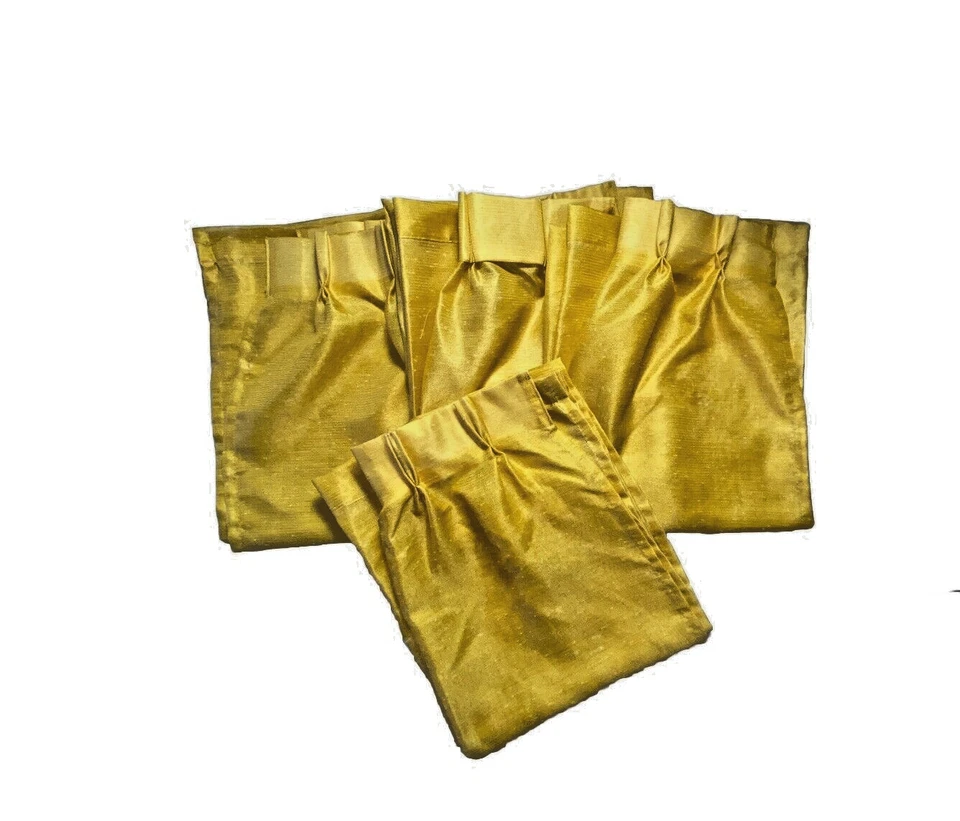 4件套复古60年代窗帘面板黄色透明褶帘82长独特 — 第 1/4 张图片