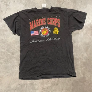 Vtg USMC Marine Corps T-Shirt 1991 Talking Tops Inc 90s Sz XL Black - Picture 1 of 6