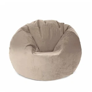 Medium Round Bud Velvet Bean Bag Cover - 27.5" x 27.5" - Beige - Imagen 1 de 5