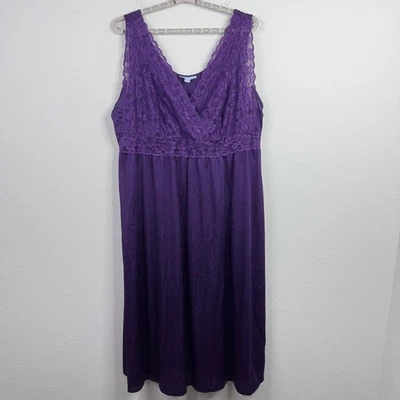 Only Necessities Nightgown Women 3X Purple Nylon Lace Romantic Lingerie Cottage - Image 1 of 4