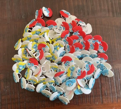 NOS Smurfs Smurfette Papa Smurf Anéis de Cupcake Favores de Festa Enorme Lote de 100+ peças - Imagem 1 de 4