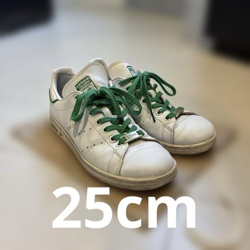 Adidas Stan Smith Uomo 7.0US Bianco Verde 25cm Usate con Suole Leggere Macchie