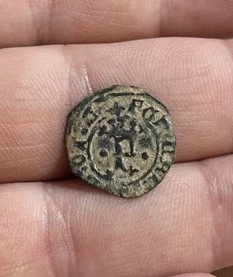 1400 年代 Cuartillo 银 Cob 殖民地西班牙银海盗黄金时代旧西班牙 — 第 1/2 张图片