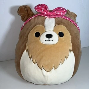 Squishmallows Andres Valentine Sheltie Dog Pink Headband Stuffed Animal Plush - Picture 1 of 11