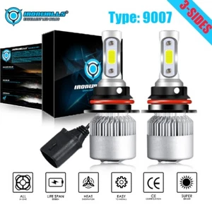 3-sides 9007 HB5 LED Headlight Bulbs High Low Dual Beam 6000K 300000LM White 2x - Picture 1 of 12
