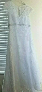 Davids Braut weißes Hochzeitskleid Größe 16 - Bild 1 von 9