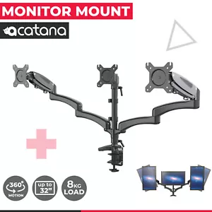 Triple Monitor Mount Desk Stand 3 Arm LCD LED HD Screen Holder 32" up to 8kg - Picture 1 of 12