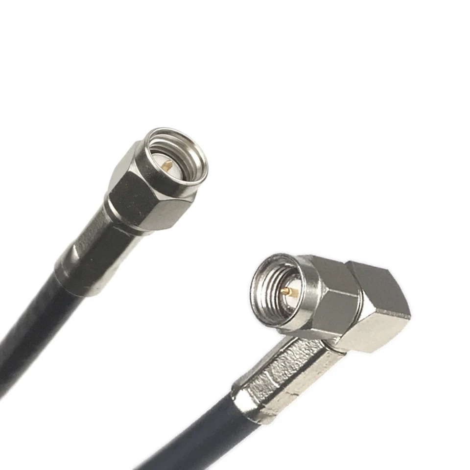 RG-58C Coax Cable Assembly, SMA (M) to SMA Right Angle (M), 15 ft Length - Image 1 of 1