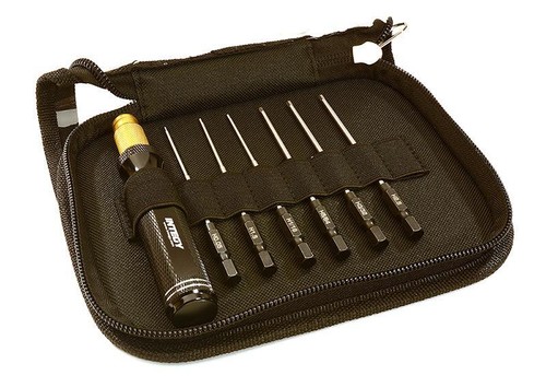 Set 7 Clés Allen QuickPit Avec Adaptateur 1/4 - Tailles 0.05 à 2.5 Mm, Integy, échelle 1/16, Bleu