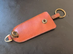 men women key chain box case holder pocket cow Leather pouch bag brown 216-1 - Picture 1 of 5