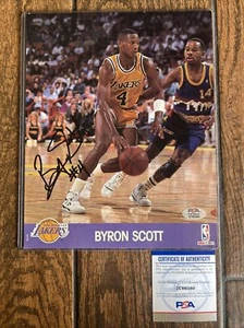 LA Lakers Byron Scott Autographed 1990 NBA Hoops 8x10 Official License Photo PSA - Picture 1 of 5