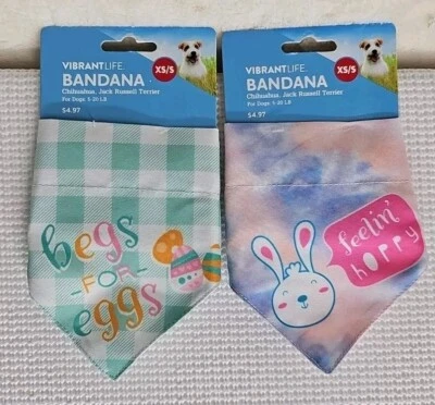 2 BANDANAS PARA PERROS/MASCOTAS Feelin’ Hoppy & Begs para huevos - XS/S 5-20 libras (cuello de 6-14")  Foto 1 de 2