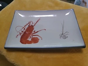 Lobster Prawn Shrimp Plate Japan Ceramic 6.5x4.5inches Vintage - Picture 1 of 2