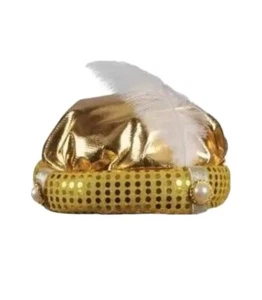 ORO LUCIDO Costume PIUMA Re Regina Principe Corona Reale Adulto Medievale Altezza - Foto 1 di 3