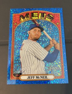 2021 TOPPS HERITAGE JEFF McNEIL BLUE SPARKLE CHROME CARD #316 NY Mets