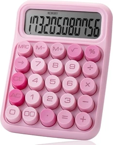 Mechanical Switch Calculator - 12 Digit Large LCD Display, Pink with Big Buttons - Picture 1 of 9