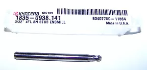 3/32" (.0938") MOLINO FINAL DE CARBURO 4 EXTREMO DE BOLA DE FLAUTA KYOCERA 1835-0938.141 - Imagen 1 de 2