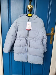 New M&S Kids Pale Blue Stormwear™ Hooded Padded Maximum Warmth Coat Size 6-7 Y - Picture 1 of 10