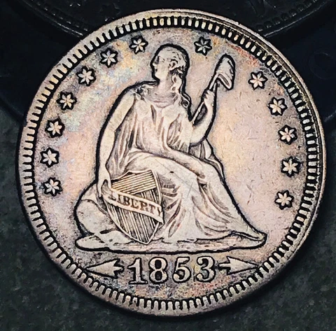 1853 Seated Liberty Quarter 25C RAYS ARROWS Choice 90% Silver US Coin CC18790 Cover