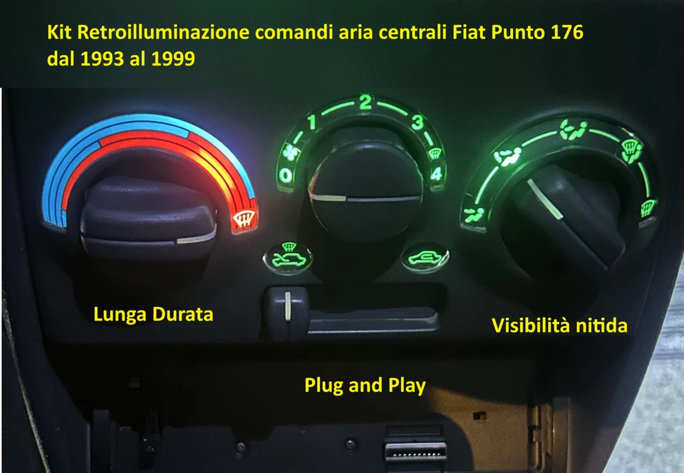 Kit illuminazione  strumenti centrali aria FIAT PUNTO 176 mk1 dal 1993 al 1999 - Immagine 1 di 1