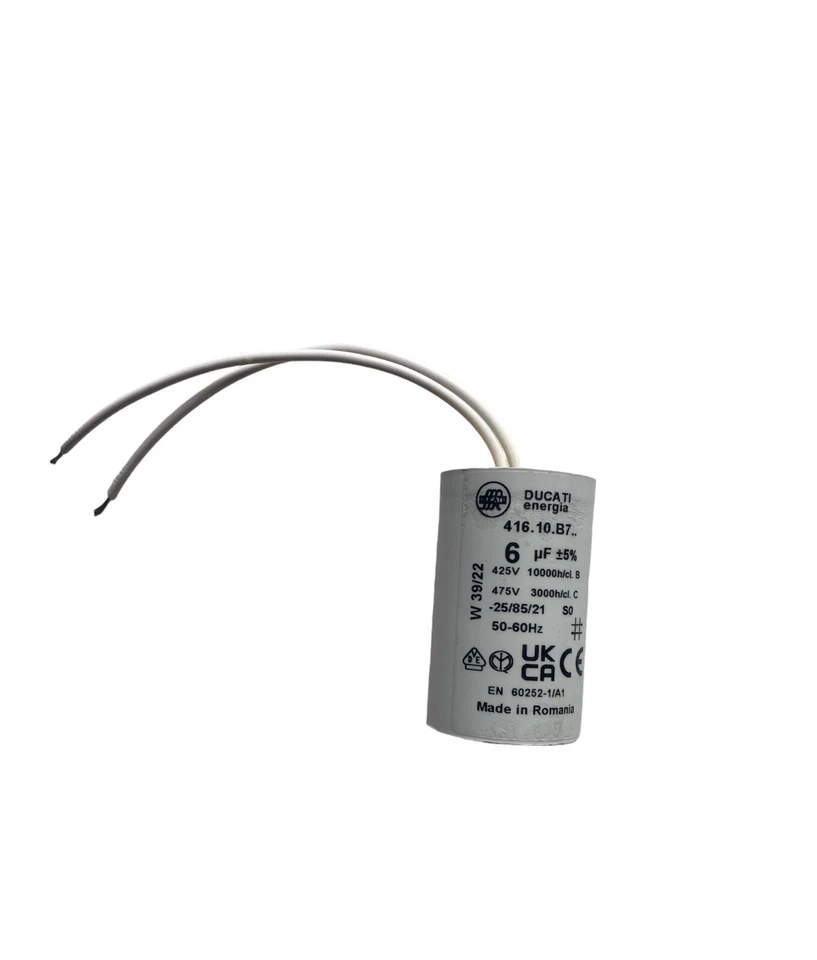 Condensateur moteur de démarrage / permanent 6µF 6uF 450V à fils Ø30x50mm - Photo 1/1