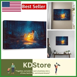 Inspirational Jesus Running After Lamb Canvas Print - Ideal Baptism Gift - Picture 1 of 9
