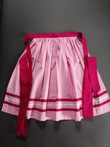 Dirndl-Schürze rosa/pink/weiß mit Blütenborte - für Damen Gr. 34 - Bild 1 von 12