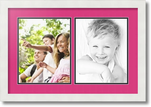 ArtToFrames Collage Mat Marco de Fotos 2 Aberturas de 8x10" en Blanco Satinado 36 Foto 1 de 1