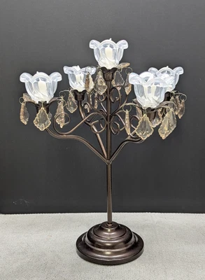 Candelabro Exhart Anywhere con pilas 5 luces bombilla tulipán prismas temporizador Foto 1 de 4