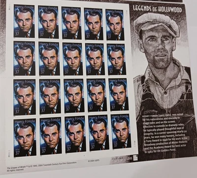 Legends Of Hollywood Henry Fonda John Wayne US Postage Stamps  Sheets 60 Stamps - Image 1 of 4