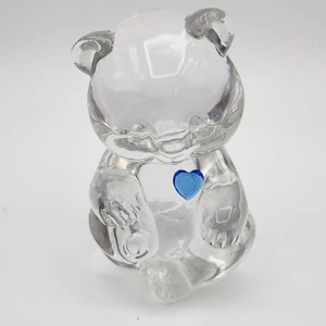 Kristall FENTON Kunst Glas Bär Briefbeschwerer Dezember Geburtsstein blau Zirkon Herz - Bild 1 von 15