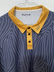 Herren Puttwell Golf Poloshirt Kurzarm blau weiß gestreift Größe 2XL - Bild 1 von 8