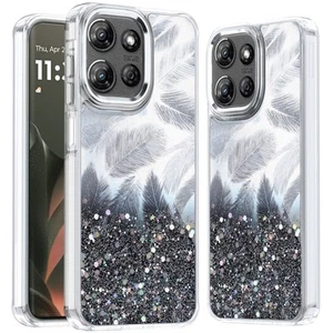Custodia per Motorola Edge 2025 piume glitter con cover telefono epossidica fusa - Foto 1 di 18